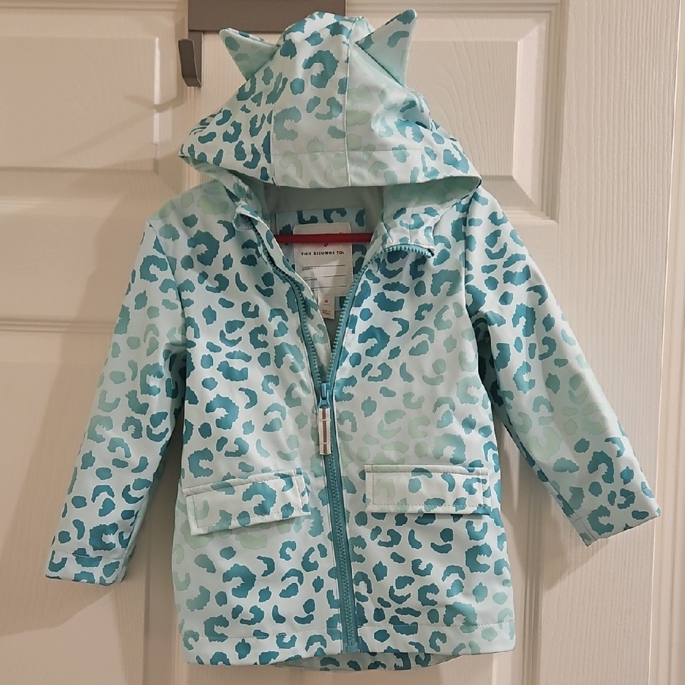 Cat & Jack Teal Leopard Print Raincoat